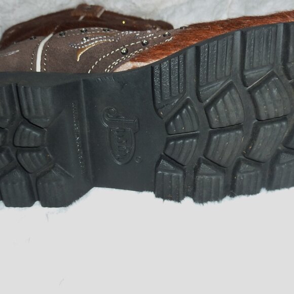 RARE Justin Leather Brindle Hair-On Hide w/ Rhinestones Cowgirl Boots 9 - Picture 11 of 16
